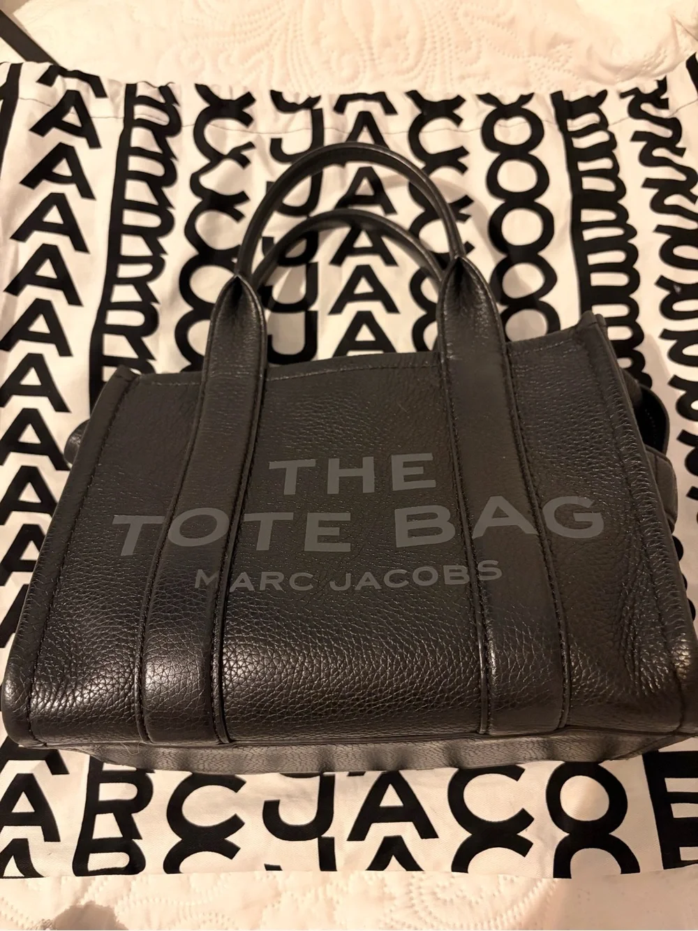 Marc Jacobs Black Leather Small Tote with Removable Strap